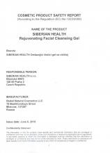 Safety report<br>Rejuvenating Facial Cleansing Gel Endessence. Jauninamasis valomasis gelis veidui, 300 ml